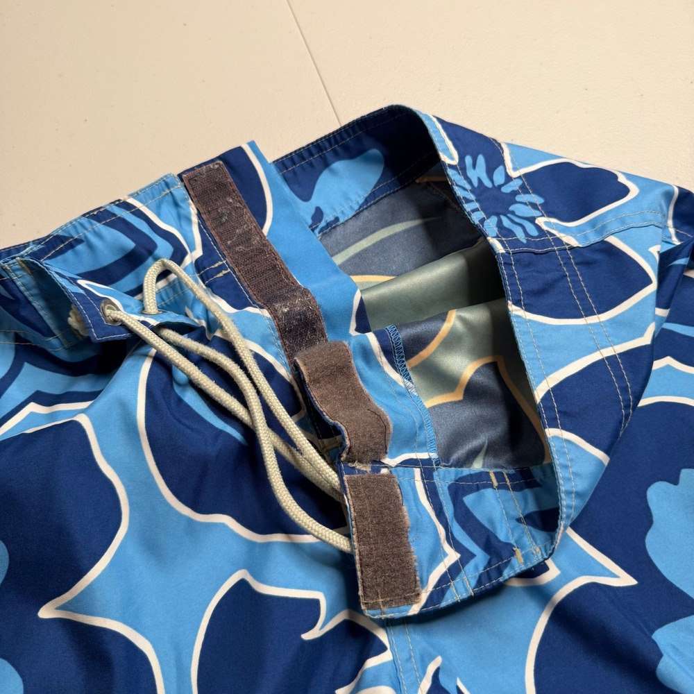 Abercrombie & Fitch Mens Size 34 Blue Floral Board Shorts Swim Trunks Hibiscus - Picture 6 of 12